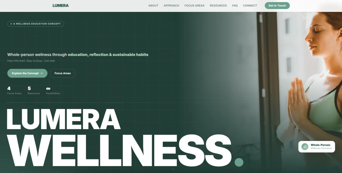 The Lumera Wellness website home page